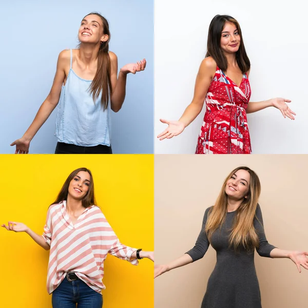 Conjunto Mujeres Sonriendo —  Fotos de Stock