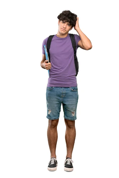 Full Length Shot Young Student Man Expression Frustration Understanding Isolated — ストック写真