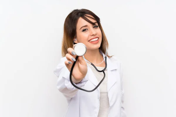 Jonge Dokter Vrouw Geïsoleerde Achtergrond — Stockfoto