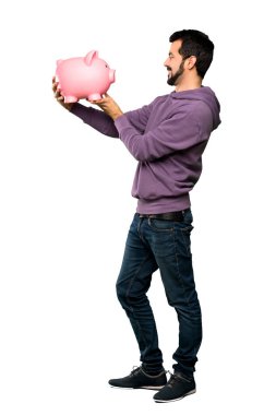 Bir servet tutan kazak ile yakışıklı adam