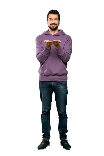 Full Length Schot Van Knappe Man Met Sweatshirt Copyspace Imaginaire — Stockfoto