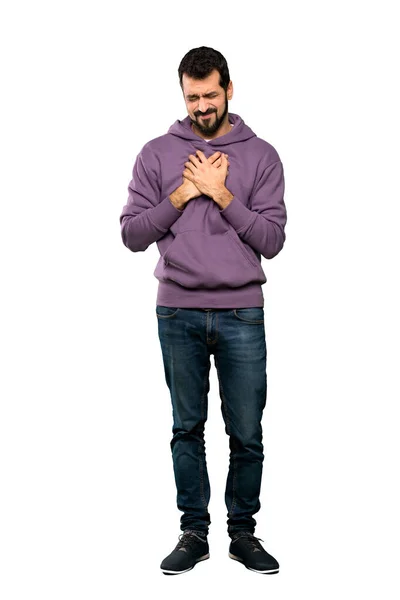 Sweatshirt Yakışıklı Bir Adamın Izole Edilmiş Beyaz Arka Planda Acı — Stok fotoğraf