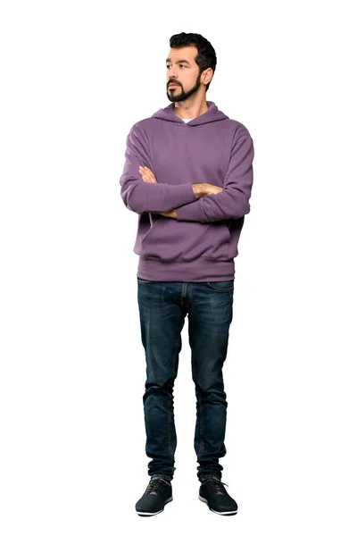 Full Length Shot Handsome Man Sweatshirt Portrait Isolated White Background — Stock Photo, Image