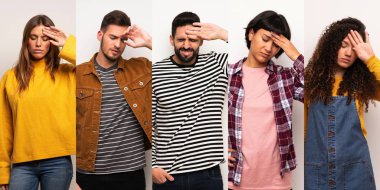 Yorgun ve hasta suratlı bir grup insan.