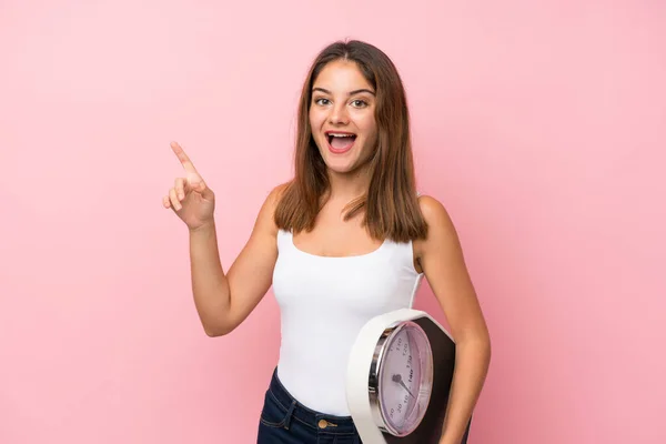 Young Brunette Girl Isolated Background — Stock Photo, Image