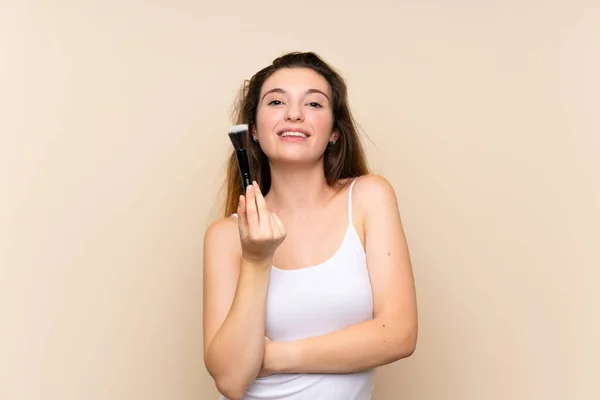 Chica Morena Joven Sobre Fondo Aislado — Foto de Stock