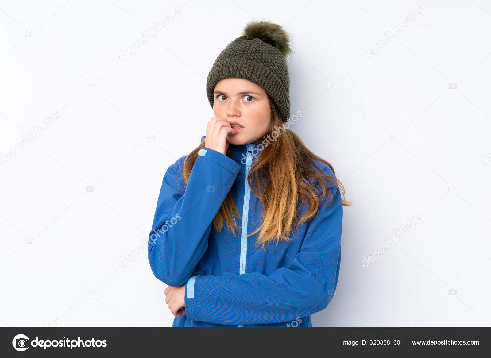 girls white winter hat