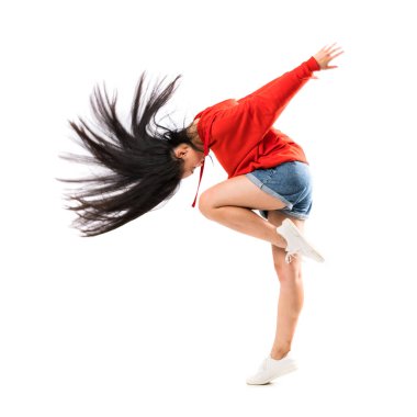 Izole beyaz arka plan üzerinde Genç Asyalı dansçı