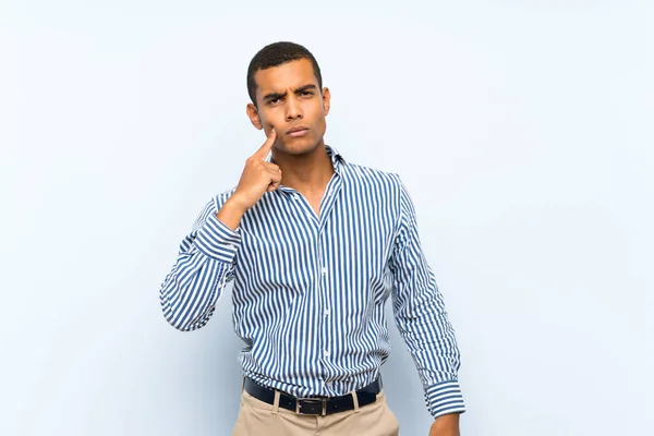 Young Handsome Brunette Man Isolated Blue Background Looking Front — Stock Photo, Image