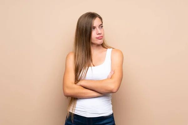 Tiener Blond Meisje Geïsoleerd Achtergrond Portret — Stockfoto