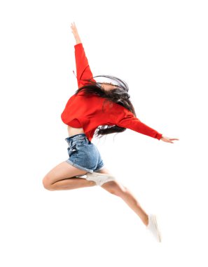Izole beyaz arka plan üzerinde Genç Asyalı dansçı