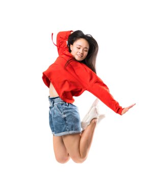 Izole beyaz arka plan üzerinde Genç Asyalı dansçı