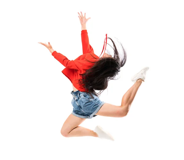 Mladá Asijská Tanečnice Izolovaném Bílém Pozadí — Stock fotografie