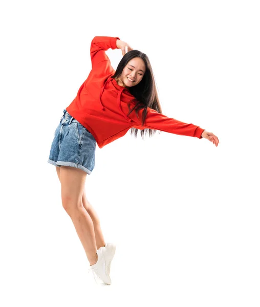 Joven Bailarina Asiática Sobre Aislado Blanco Fondo — Foto de Stock