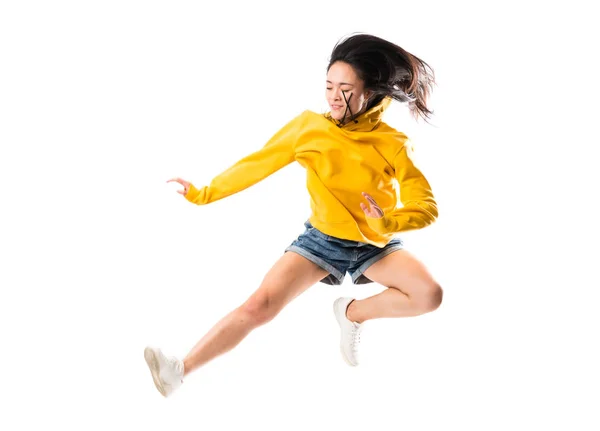 Joven Bailarina Asiática Sobre Aislado Blanco Fondo — Foto de Stock
