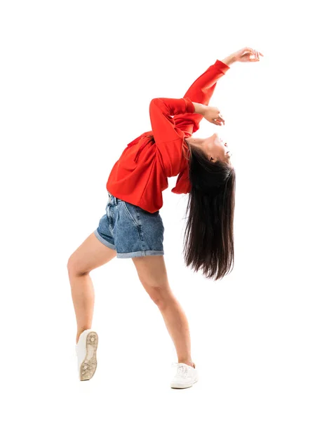Joven Bailarina Asiática Sobre Aislado Blanco Fondo —  Fotos de Stock