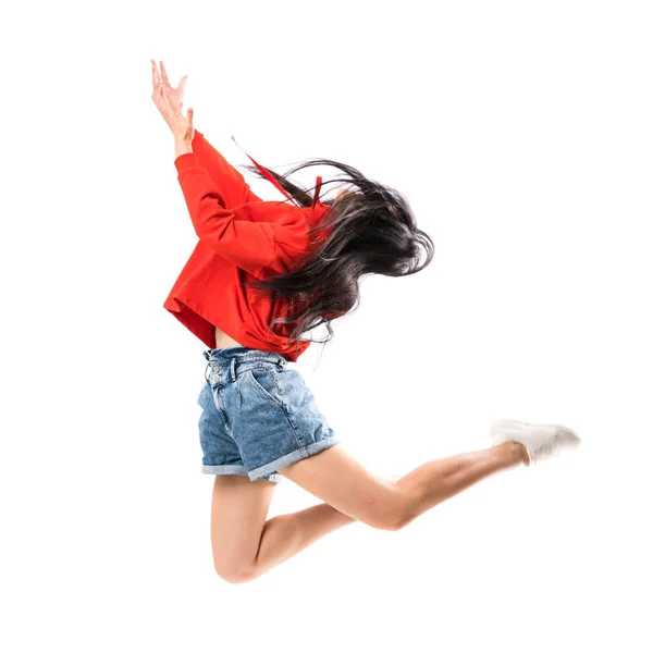 Ung Asiatisk Dansare Över Isolerad Vit Bakgrund — Stockfoto
