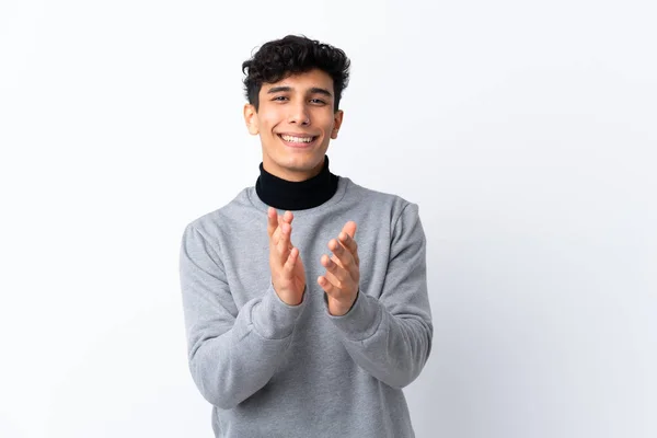 Young Argentinian Man Isolated White Background Applauding Presentation Conference — 스톡 사진
