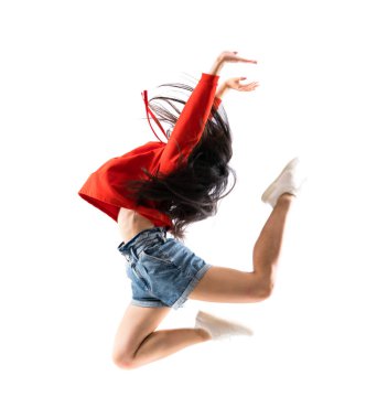 Izole beyaz arka plan üzerinde Genç Asyalı dansçı