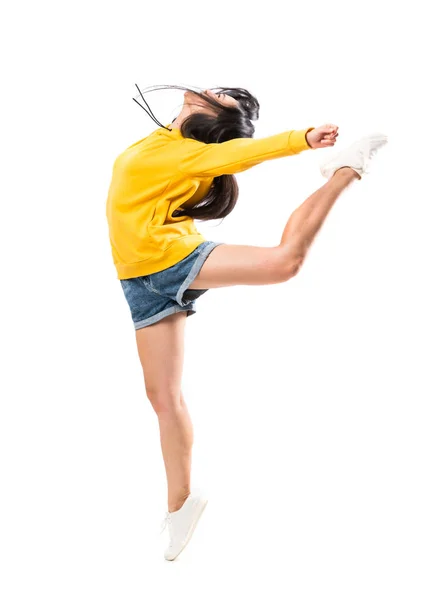 Ung Asiatisk Dansare Över Isolerad Vit Bakgrund — Stockfoto