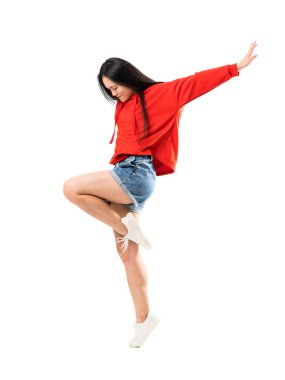 Izole beyaz arka plan üzerinde Genç Asyalı dansçı