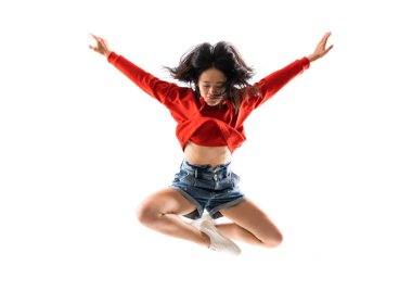 Izole beyaz arka plan üzerinde Genç Asyalı dansçı