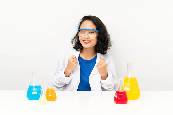 Young Scientific Asian Girl Celebrating Victory — ストック写真