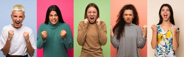 Set Van Vrouwen Gefrustreerd Door Een Slechte Situatie — Stockfoto