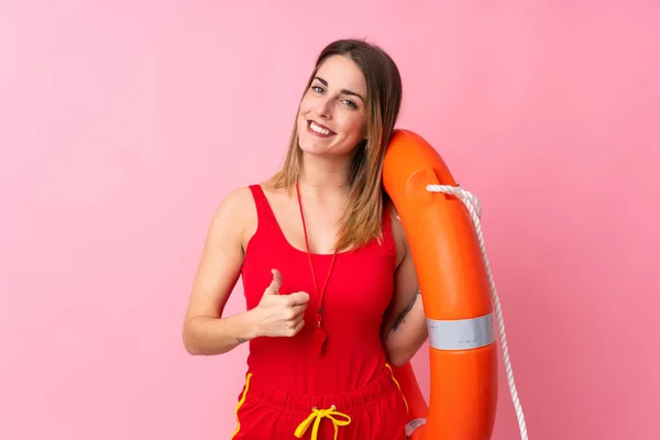 Lifeguard Woman Isolated Background Giving Thumbs Gesture — 스톡 사진