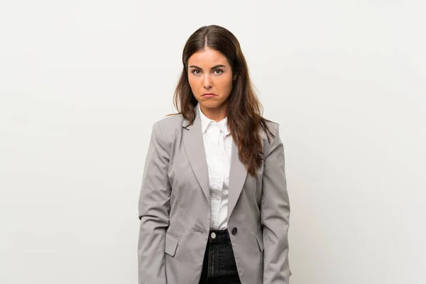 Young Business Woman Isolated White Background Sad — Stock Photo, Image