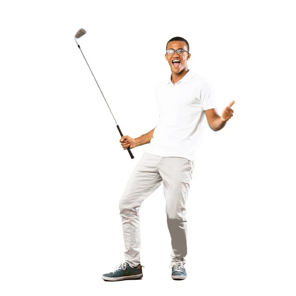 Prise Vue Complète Joueur Golf Afro Américain Homme Sur Fond — Photo