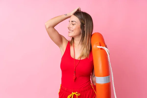 Lifeguard Woman Isolated Background Laughing — 스톡 사진