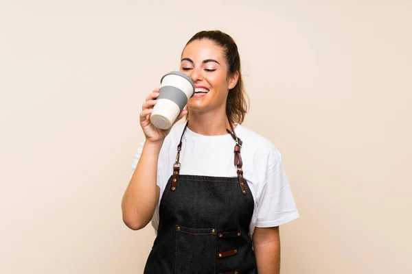 Young Woman Holding Take Away Coffee — Stock Photo, Image