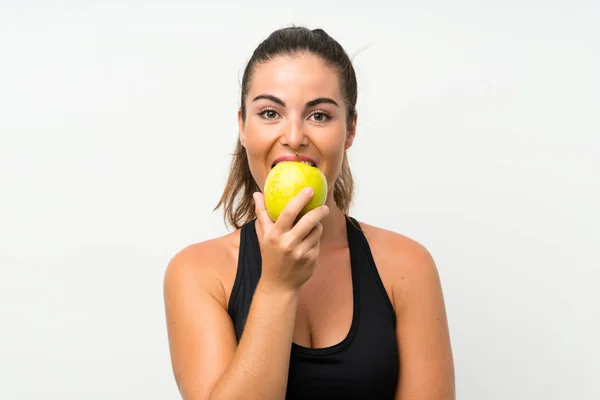 Vacker Ung Flicka Med Ett Äpple — Stockfoto