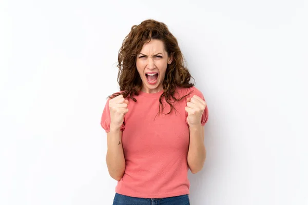 Giovane Bella Donna Sfondo Isolato Frustrato Una Brutta Situazione — Foto Stock