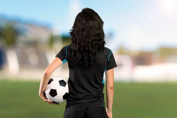 Young football player woman — Stock Photo, Image