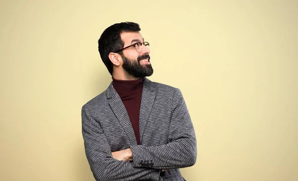 Handsome Man Glasses Looking While Smiling — Stock Photo, Image