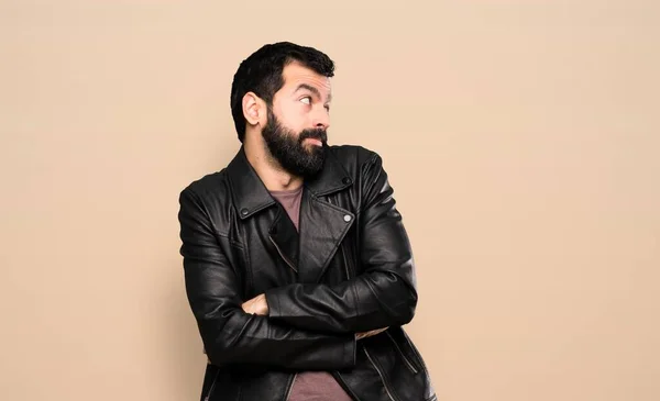 Handsome Man Beard Making Doubts Gesture While Lifting Shoulders — Stockfoto