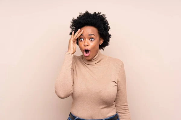 African American Woman Isolated Background Has Just Realized Something Has — 스톡 사진