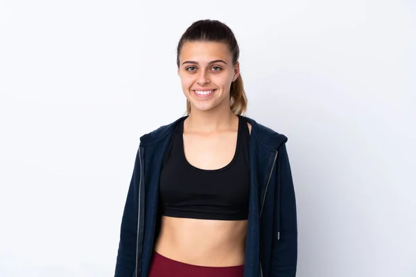 Teenager Sport Girl Isolated White Background Happy Smiling — Stockfoto