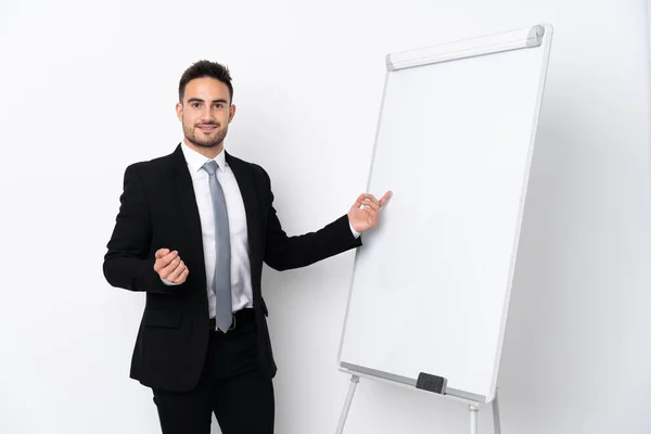 Young Man Giving Presentation White Board — Stock Photo, Image