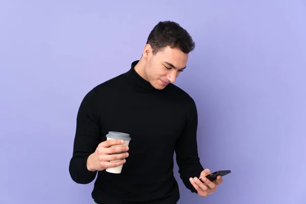 Joven Hombre Guapo Caucásico Con Jersey Cuello Alto Aislado Sobre —  Fotos de Stock