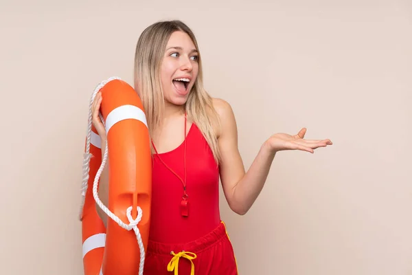 Lifeguard Woman Isolated Background Surprise Facial Expression — 스톡 사진