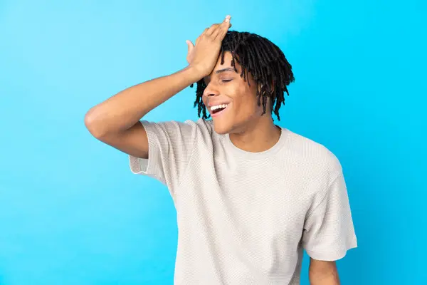 Young African American Man Isolated Blue Background Has Realized Something — 스톡 사진