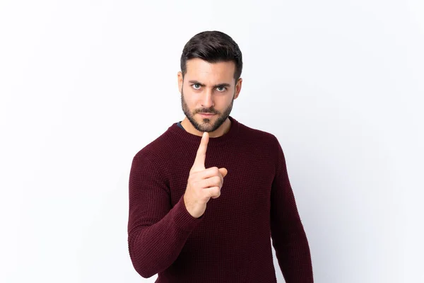 Young Handsome Man Beard Isolated White Background Frustrated Pointing Front — Stock Photo, Image