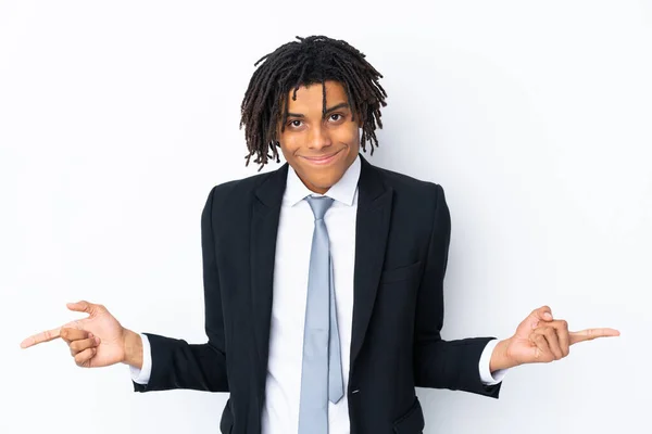 Junger Afrikanisch Amerikanischer Geschäftsmann Über Isoliertem Weißem Hintergrund Der Auf — Stockfoto