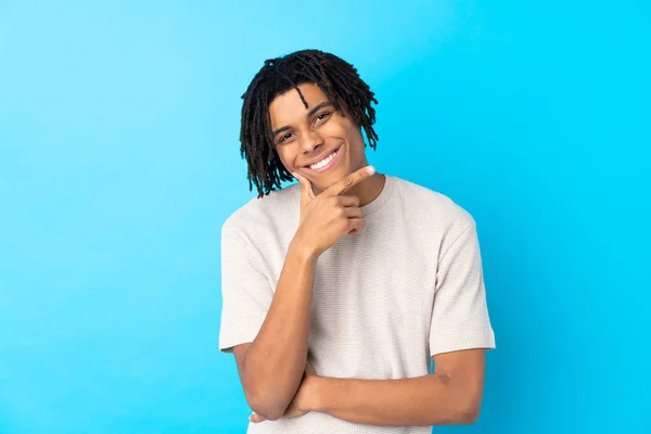 Young African American Man Isolated Blue Background Smiling — Stock Photo, Image