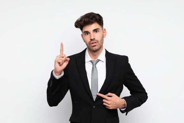 Young Businessman Isolated White Background Surprise Facial Expression — Stock Photo, Image