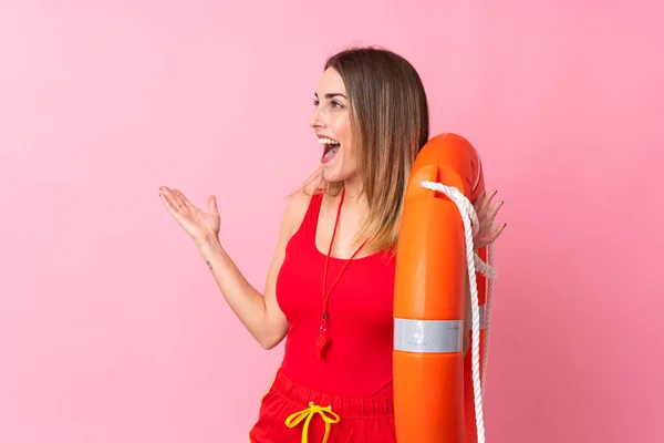 Lifeguard Woman Isolated Background Surprise Facial Expression — 스톡 사진