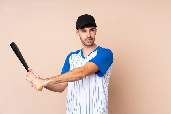 Young Man Isolated Background Playing Baseball — Stock Photo, Image